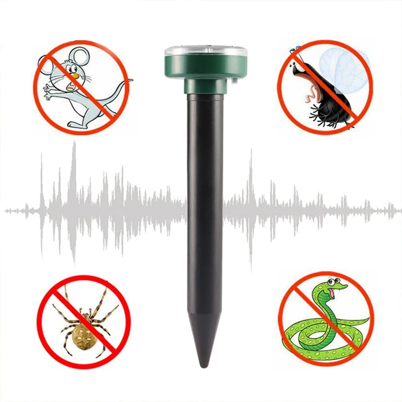 Solar Ultrasonic Mole Repellent Snake Repeller HighPower Sun Charging Zapper For Mice Insects 4