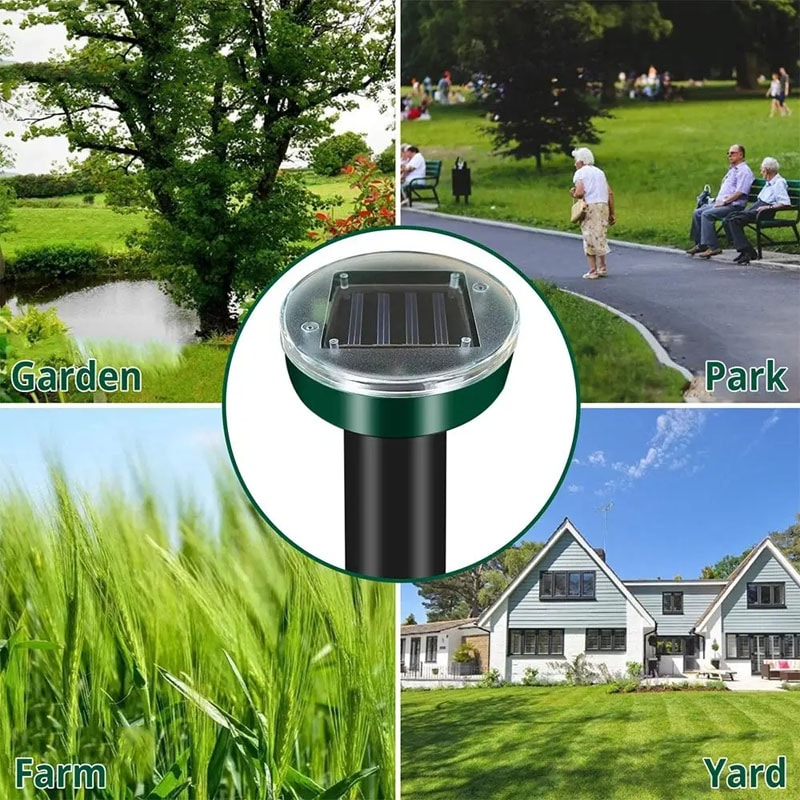 Solar Ultrasonic Mole Repellent Snake Repeller HighPower Sun Charging Zapper For Mice Insects 5