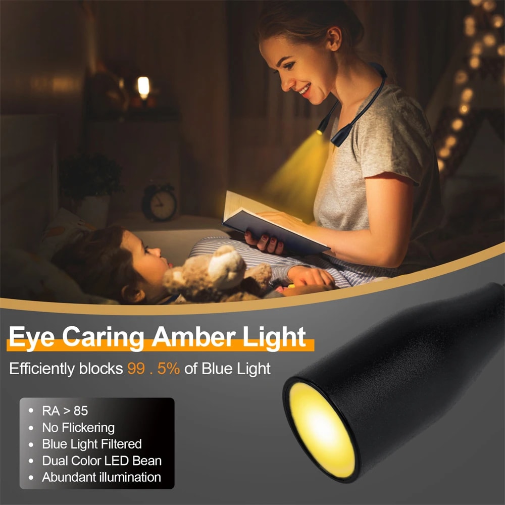 LED Neck Reading Lamp Flexible Book Light For Reading Study Nighttime Use 3