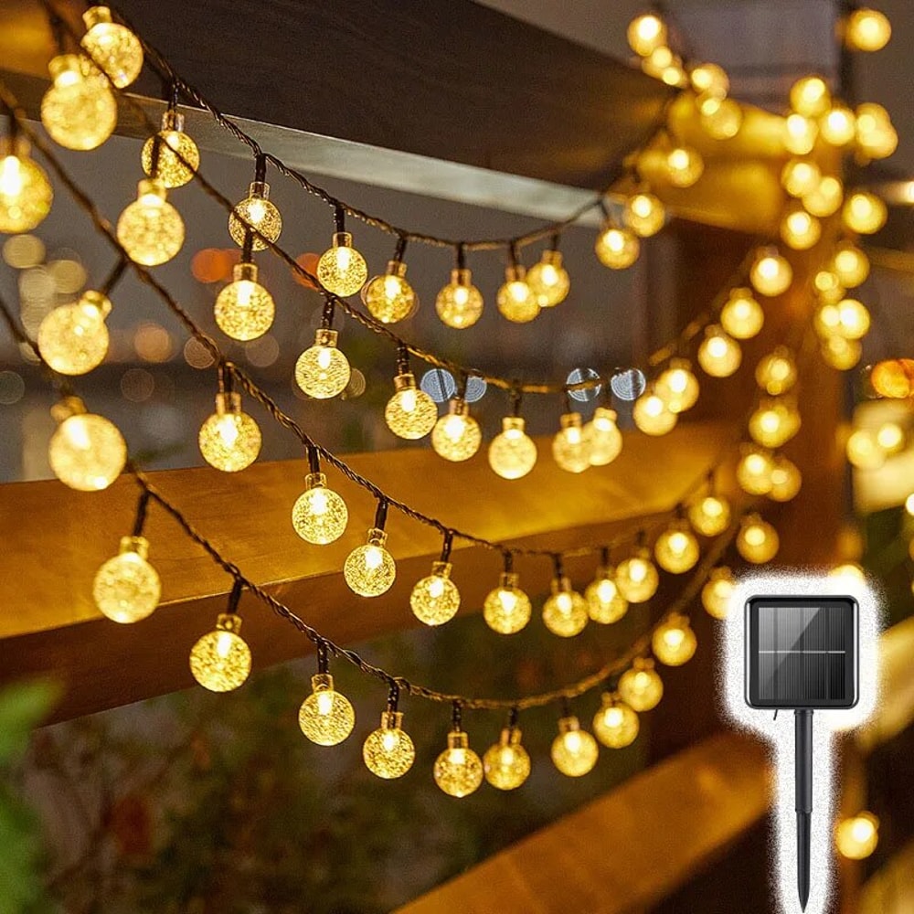 Solar Crystal Ball Fairy String Lights Waterproof Outdoor Garden Decoration 2