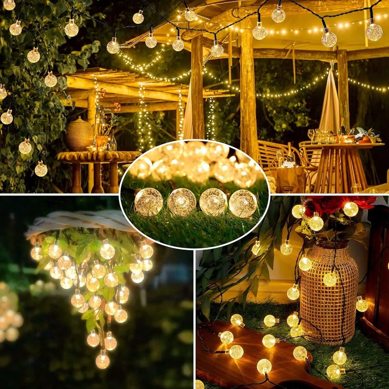 Solar Crystal Ball Fairy String Lights Waterproof Outdoor Garden Decoration 1
