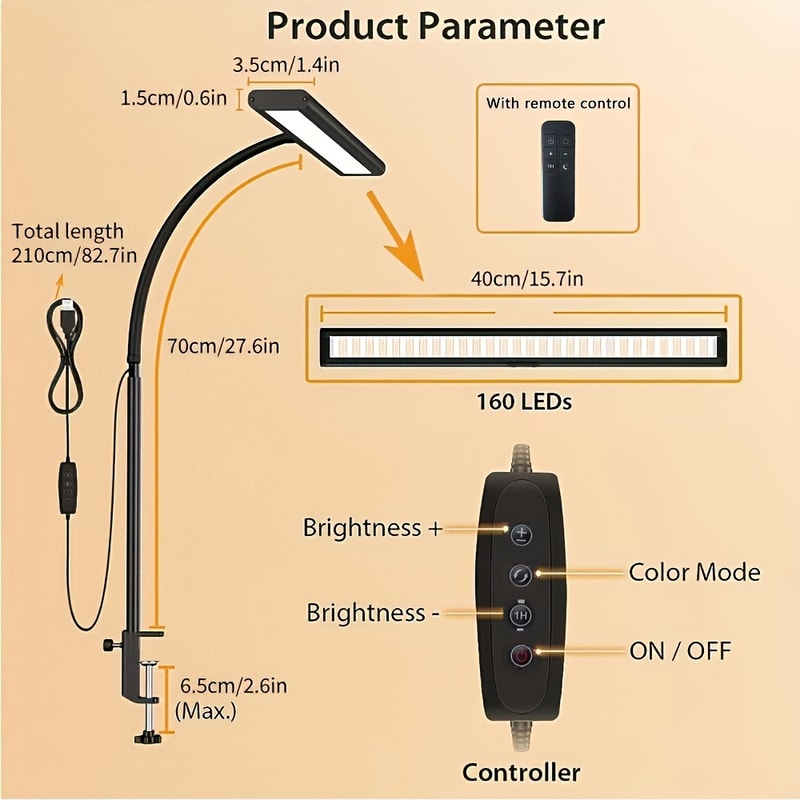 USB Clip On Night Reading Light With Colors And Levels Adjustable No Remote Control 5