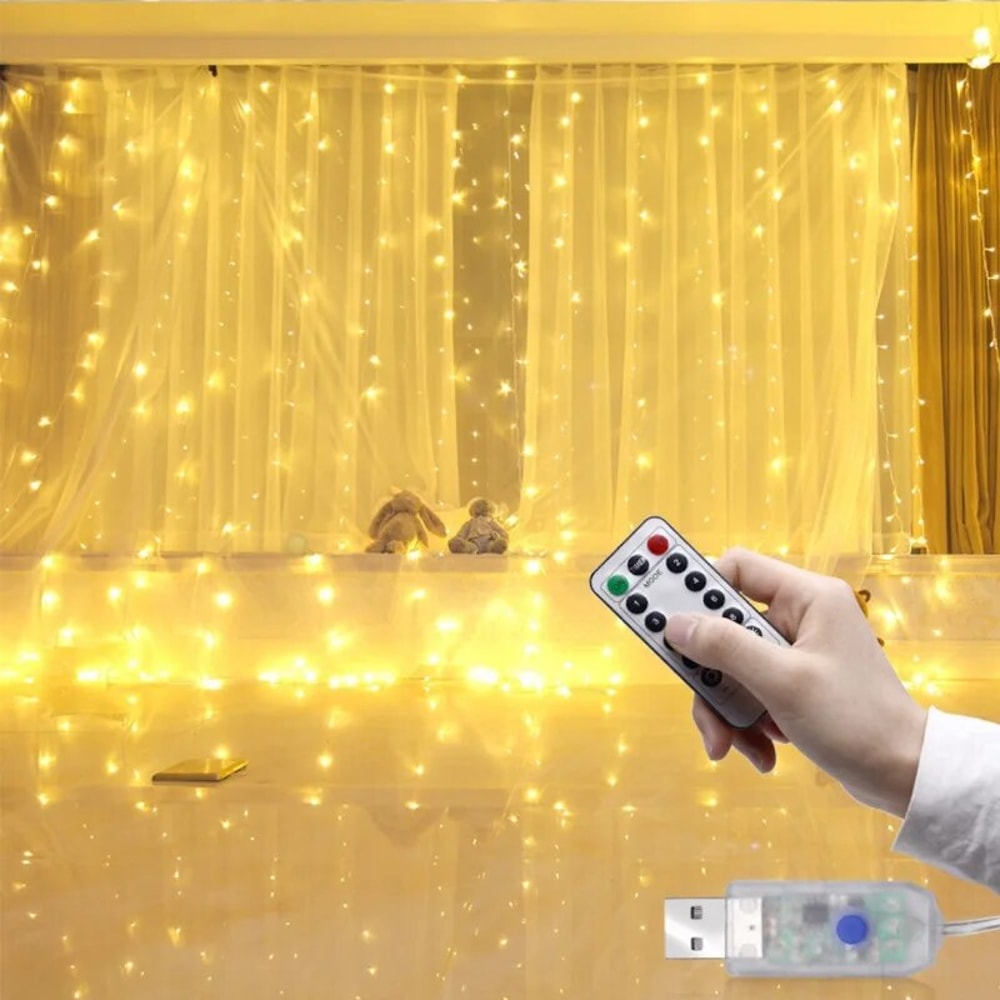 USB LED Curtain Lights Fairy Window Garland for Bedroom and Wedding Decor