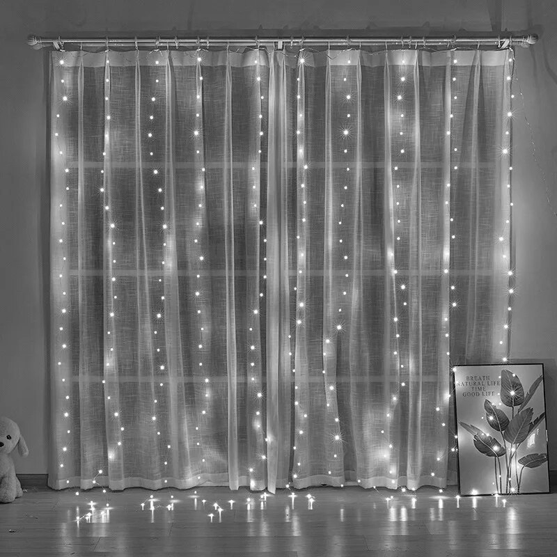 USB LED Curtain Lights Fairy Window Garland for Bedroom and Wedding Decor