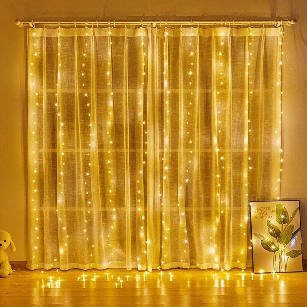 USB LED Curtain Lights Fairy Window Garland for Bedroom and Wedding Decor