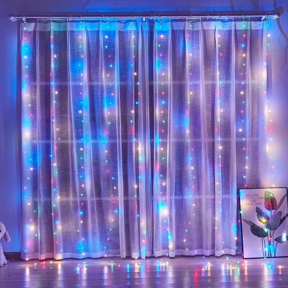 USB LED Curtain Lights Fairy Window Garland for Bedroom and Wedding Decor