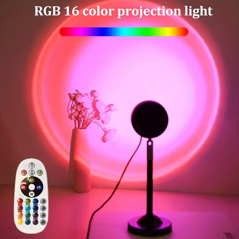 RGB Sunset Projection Lamp Color Remote LED Sunset Projector Light 1