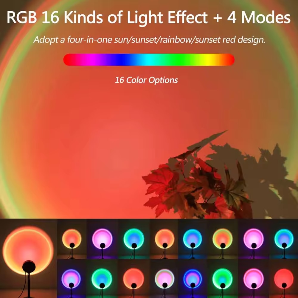 RGB Sunset Projection Lamp Color Remote LED Sunset Projector Light 2