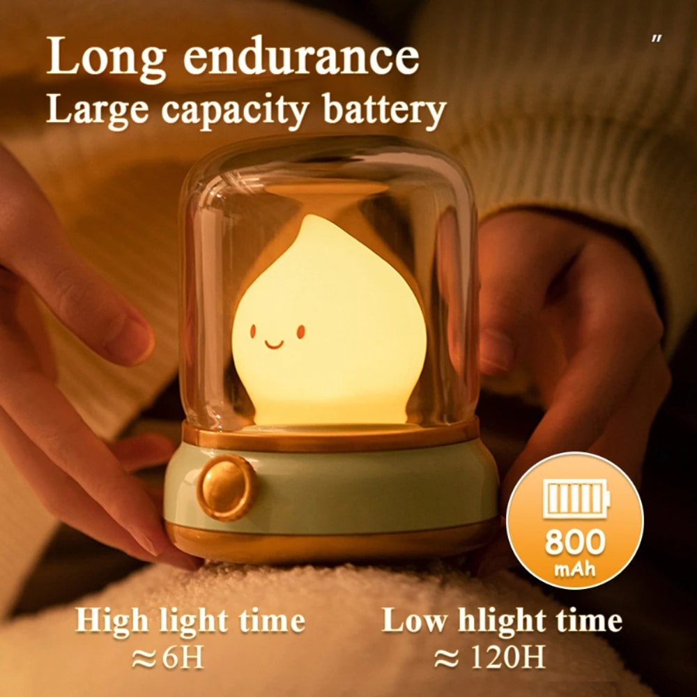 Cute Flameless Candle LED Night Light USB Rechargeable Dimmable Bedside Lamp
