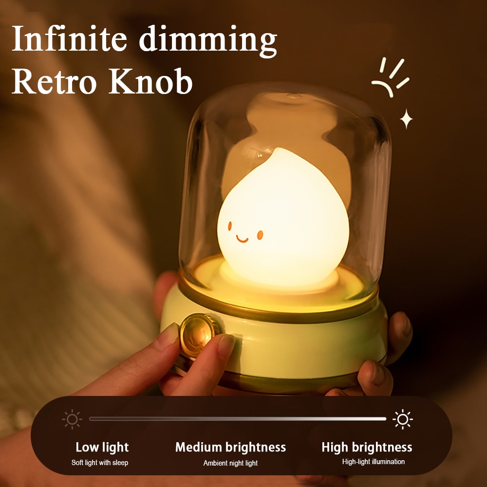 Cute Flameless Candle LED Night Light USB Rechargeable Dimmable Bedside Lamp