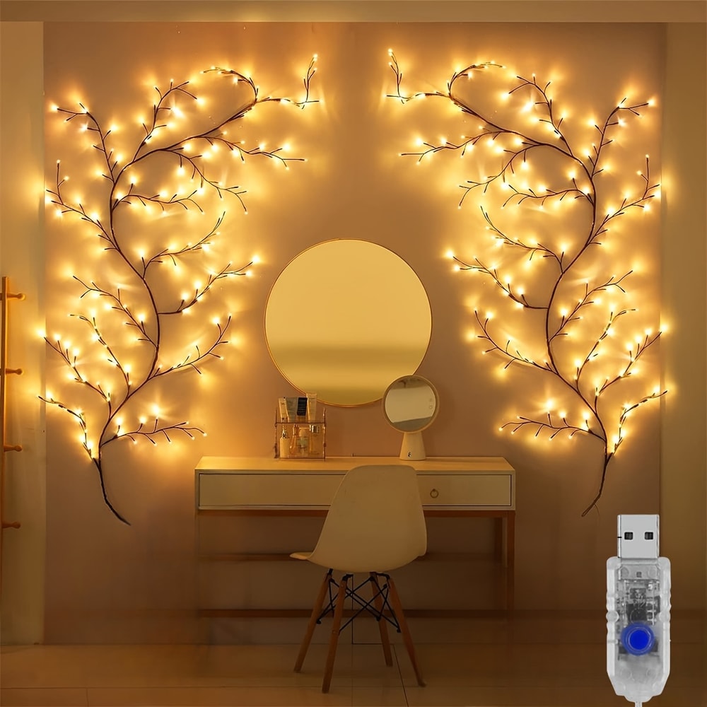 Bendable Willow Vine LED String Lights Modes Rattan Tree Decorative Night Light for Indoor & Outdoor