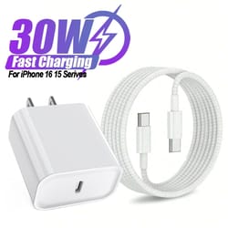 fast charger set with usb-c port & braided type-c data cable