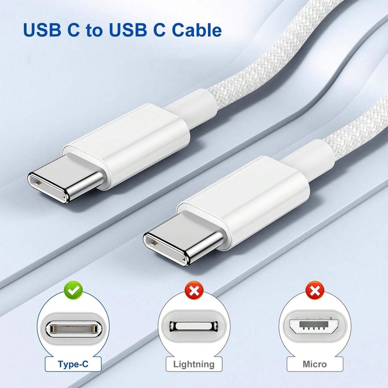 Fast Charger Set with USB-C Port & Braided Type-C Data Cable
