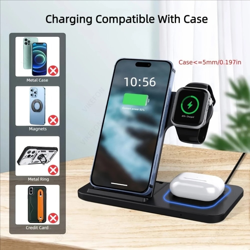 Foldable Wireless Charging Station Fast Charger Stand Dock