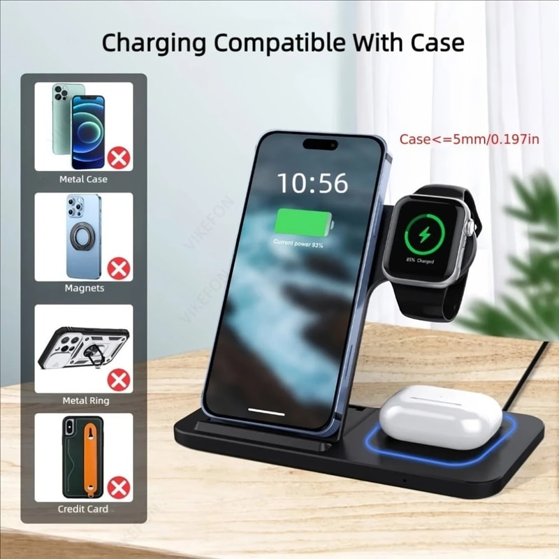 Foldable Wireless Charging Station Fast Charger Stand Dock