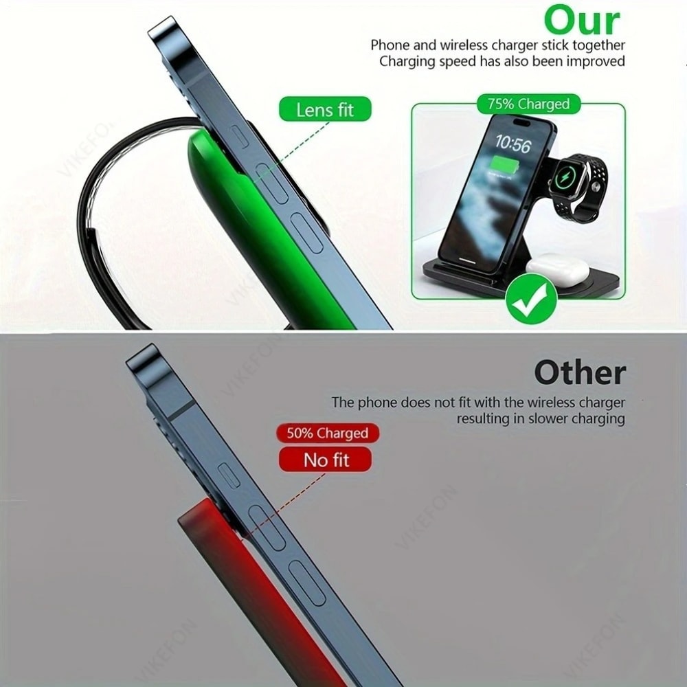 Foldable Wireless Charging Station Fast Charger Stand Dock