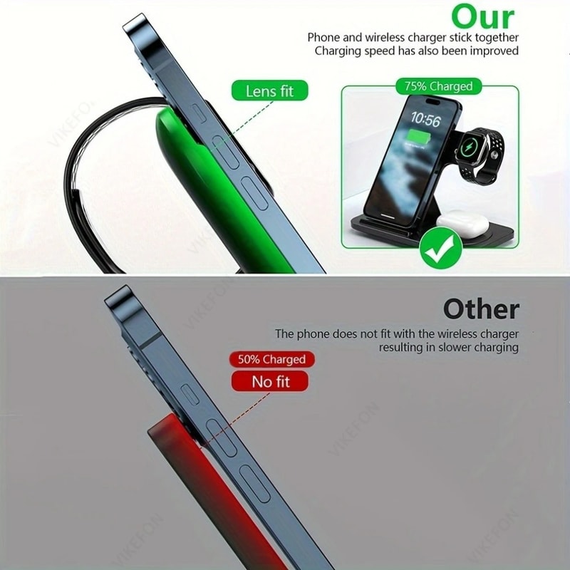 Foldable Wireless Charging Station Fast Charger Stand Dock