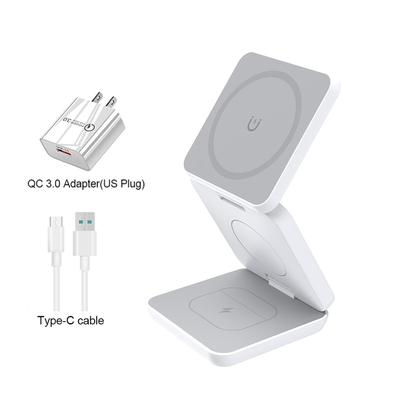 Foldable Magnetic Wireless Charger Stand Fast Charging Station For Smartphones Earbuds Watch 8
