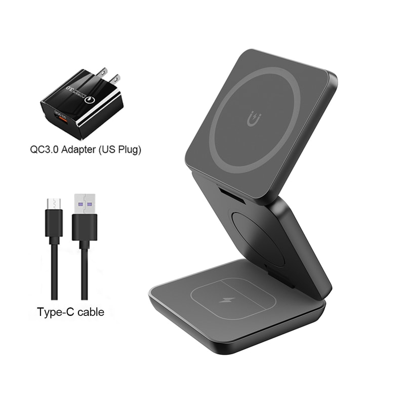 Foldable Magnetic Wireless Charger Stand Fast Charging Station For Smartphones Earbuds Watch 9