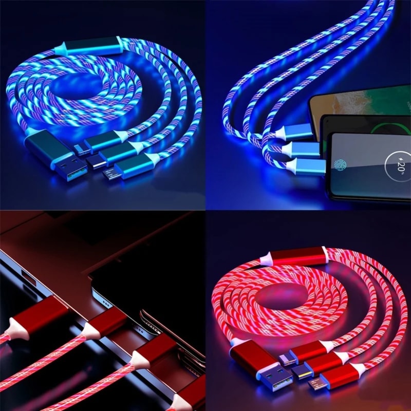 Luminous LED Type C Cable With Flowing Streamer Light Fast Charging USB C Cord 1