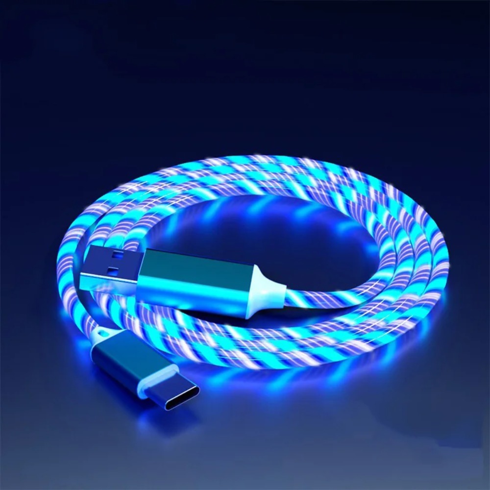 Luminous LED Type C Cable With Flowing Streamer Light Fast Charging USB C Cord 6