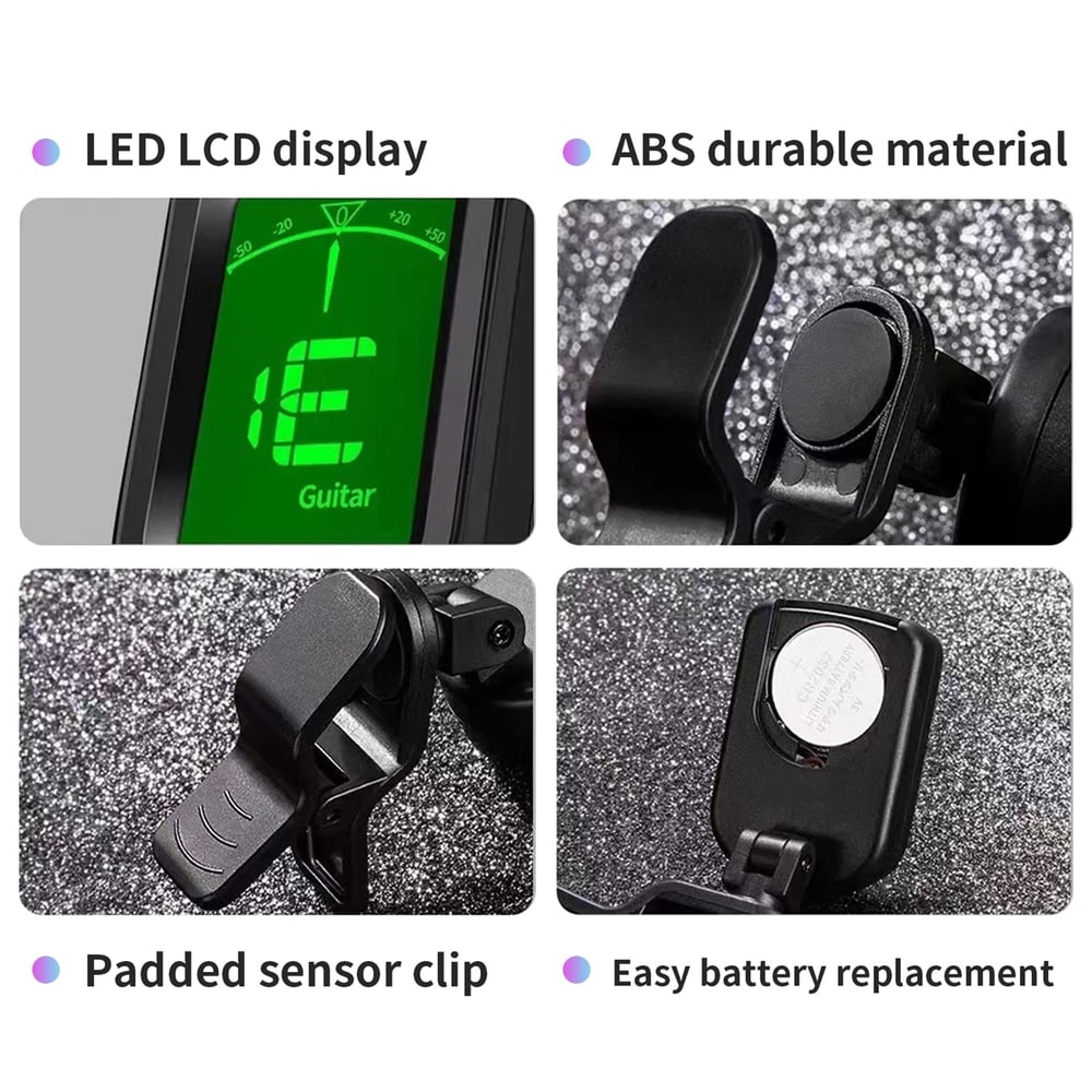 Clipon Electronic Guitar Tuner For Guitar Bass Ukulele Violin Mandolin Accurate And EasytoUse 1