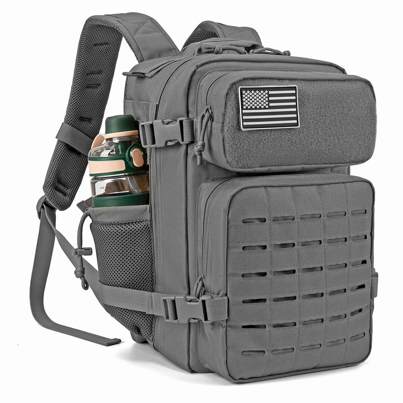 Tactical Backpack With MOLLE For Fitness EDC Hiking And Survival Unisex With Bottle Holder 6