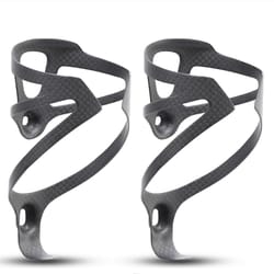 lightweight carbon fiber bicycle water bottle cage, matte black.