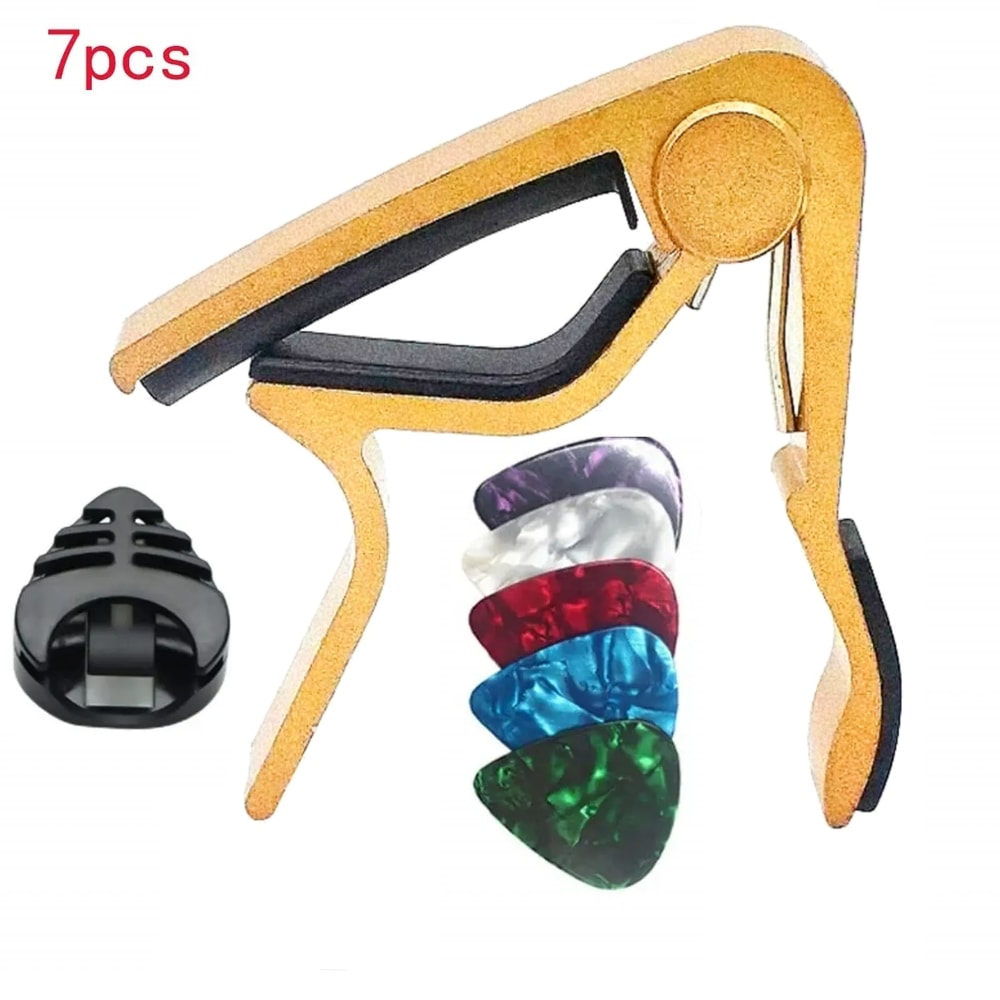 Guitar Capo Set With Picks And Holder For Acoustic And Electric Guitars 6