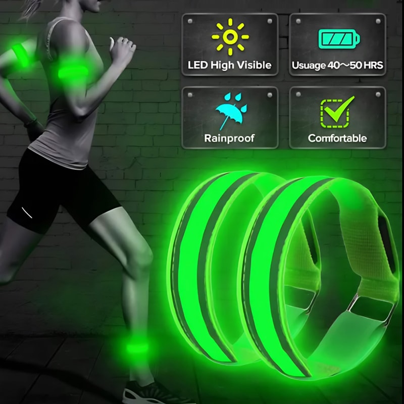 USB Rechargeable LED Light Armband With Reflective Wristband For Running Cycling Safety 1