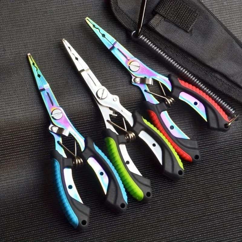 Portable Multifunctional Fishing Pliers Colored Titanium Coated Stainless Steel Hook Cutter 0