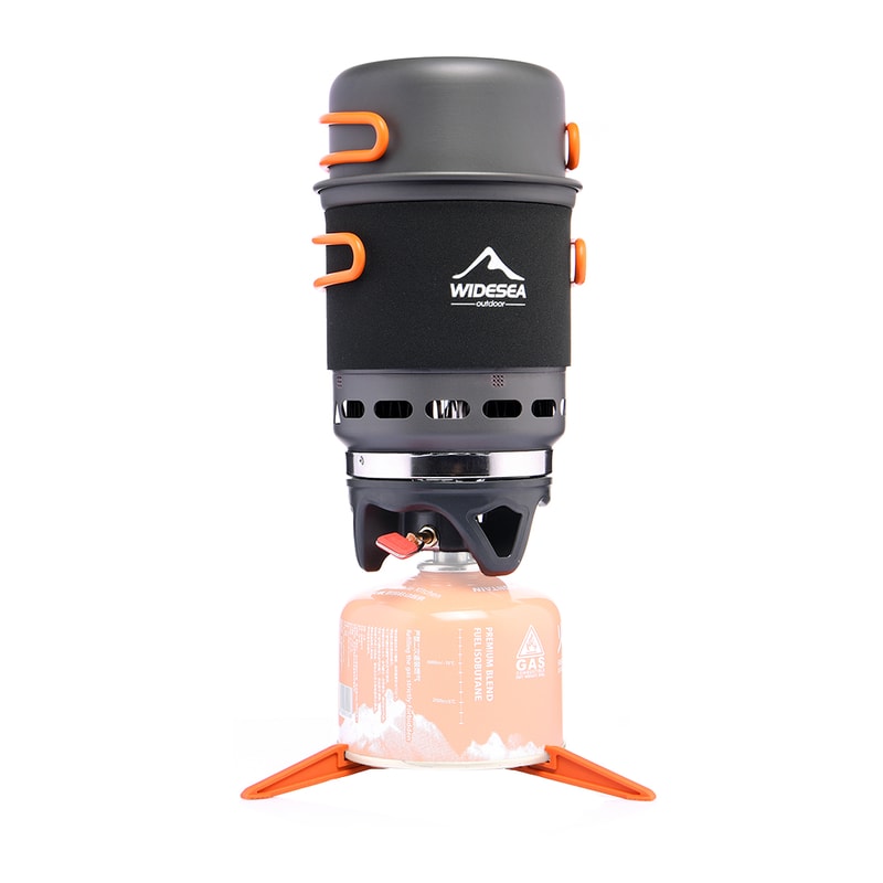 Outdoor Camping Cooking System With Heat Exchanger Portable Gas Burner Stove Cookware Set 1