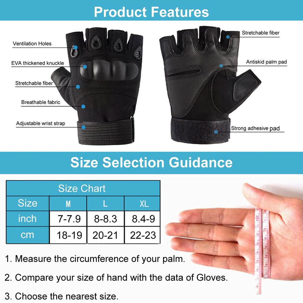 Tactical Half Finger Gloves For Shooting Paintball Airsoft Bicycle AntiSkid Protective Gear For Me 3