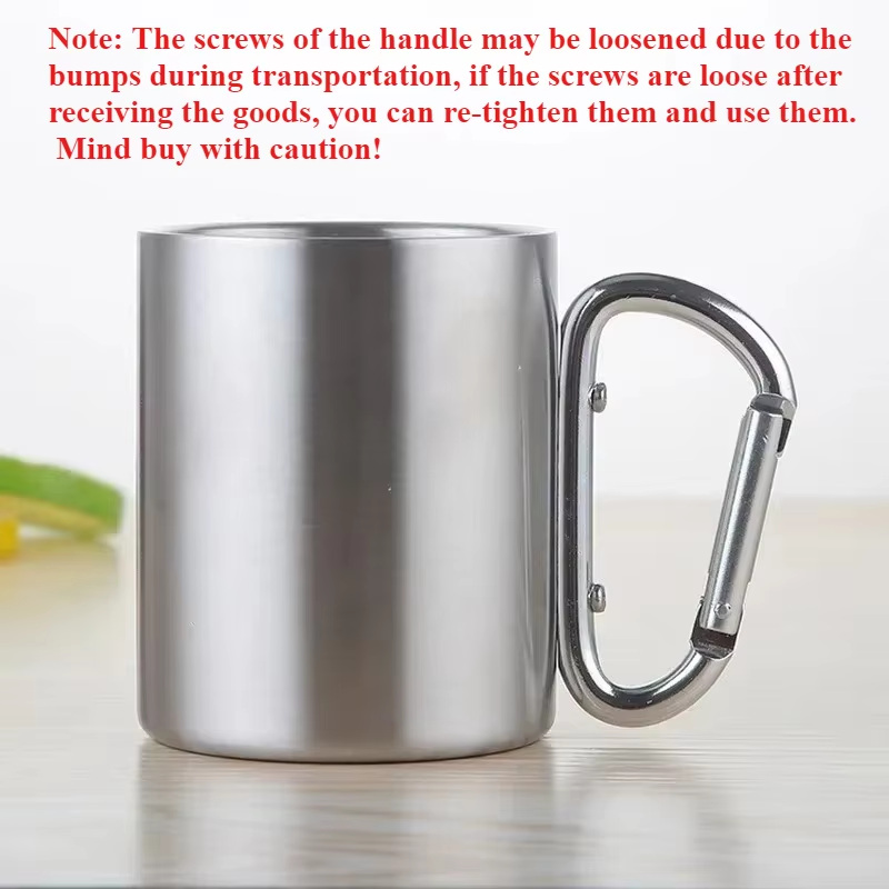 Portable Stainless Steel Travel Mug With Carabiner Hook Outdoor Camping Hiking Cup 2