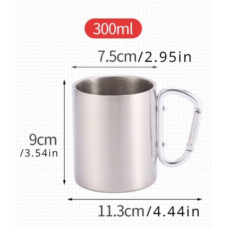 Portable Stainless Steel Travel Mug With Carabiner Hook Outdoor Camping Hiking Cup 6