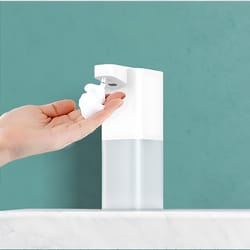 automatic foam soap dispenser with usb charging smart touchless hand wash machine for bathroom, white, abs material