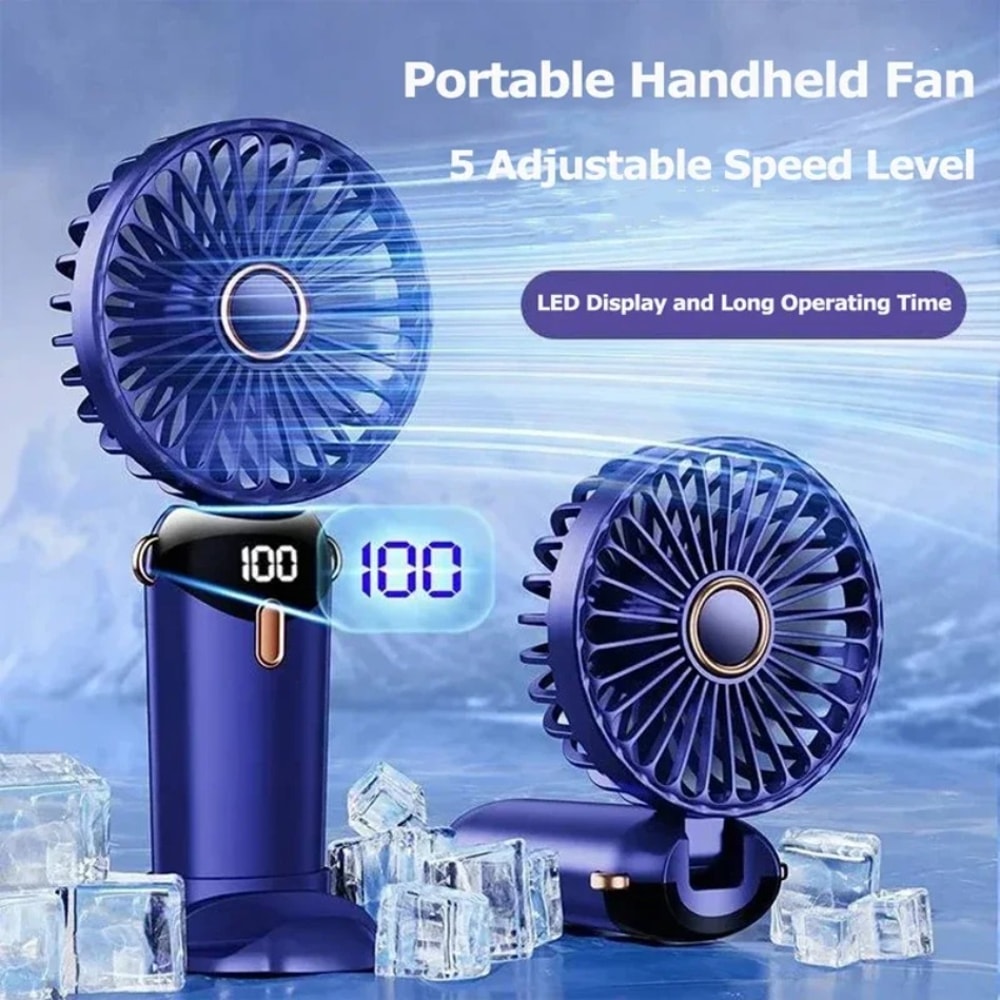 Portable Handheld Mini Fan Speed USB Rechargeable Foldable Desk Neck Hanging Fan With Phone Stand 1