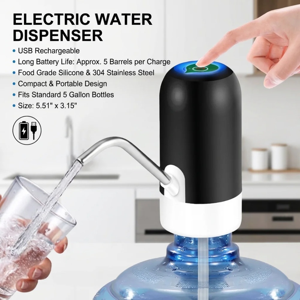 Wireless Electric Water Pump Dispenser USB Rechargeable, Automatic Bottle Pump for Convenient Water Dispensing