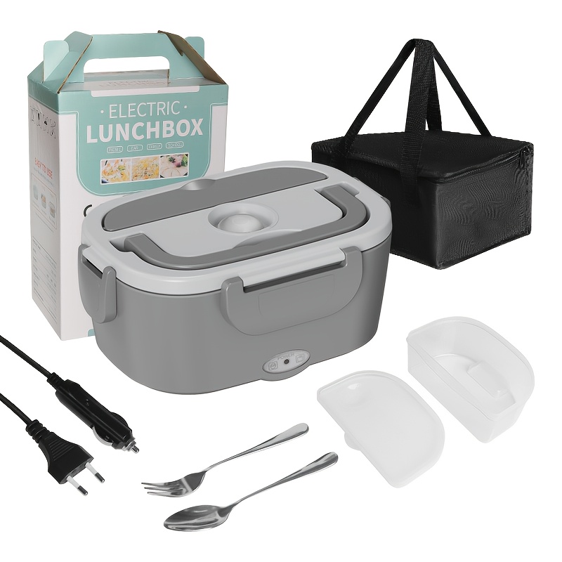 Electric Lunch Box Stainless Steel Heated Food Warmer Set Portable Meal Tray For Work And Travel 8
