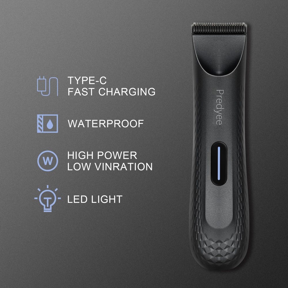 Waterproof Electric Groin Hair Trimmer for Men Ceramic Blade Body & Pubic Groomer, Rechargeable Grooming Tool