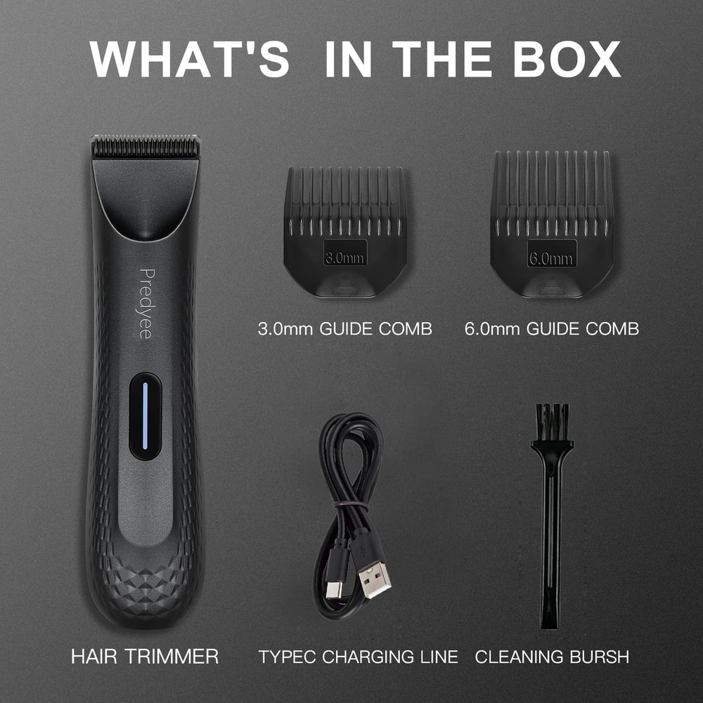 Waterproof Electric Groin Hair Trimmer for Men Ceramic Blade Body & Pubic Groomer, Rechargeable Grooming Tool