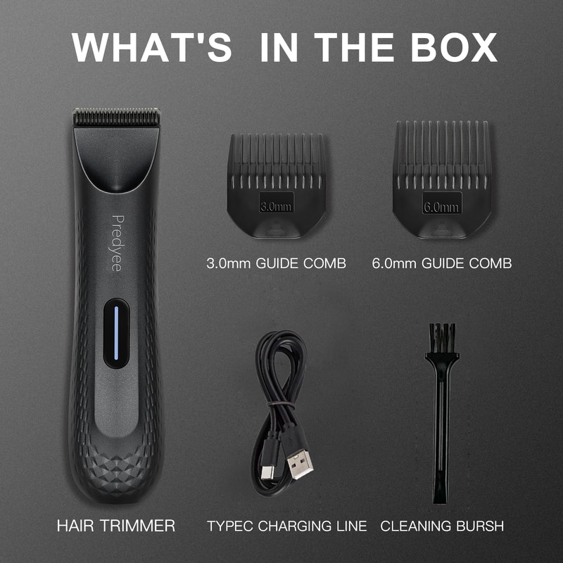 Waterproof Electric Groin Hair Trimmer for Men Ceramic Blade Body & Pubic Groomer, Rechargeable Grooming Tool