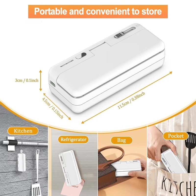 Mini Sealer USB Rechargeable Heat Sealer For Plastic Bags Portable Food Storage Sealing Machine 3
