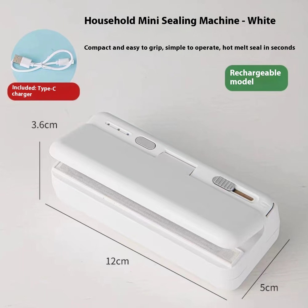 Mini Plastic Bag Sealer Rechargeable Handheld Heat Sealing Machine for Food Packaging