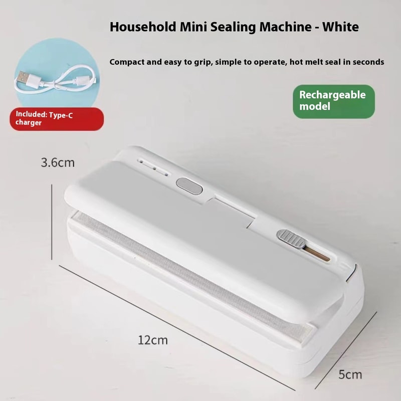 Mini Plastic Bag Sealer Rechargeable Handheld Heat Sealing Machine for Food Packaging