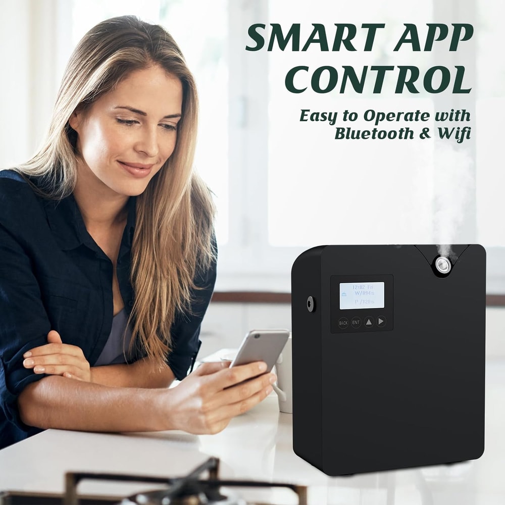 Smart Aromatherapy Diffuser with Bluetooth & WiFi –Waterless Essential Oil Diffuser for Home