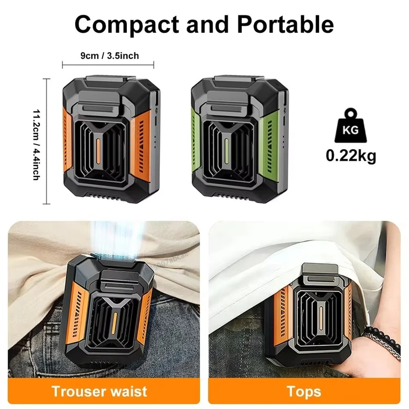 Portable Belt Clip Fan with Power Bank & Flashlight Wearable Neck Fan for Outdoor Adventures