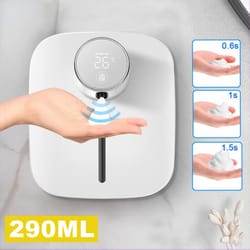 wall-mounted automatic soap dispenser touchless foam soap dispenser with led digital display, usb rechargeable.