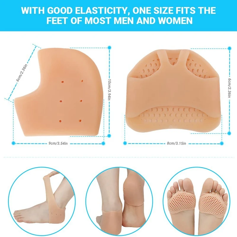 Silicone Gel Heel Protectors Metatarsal Pads Forefoot Cushions For Ultimate Foot Comfort 5