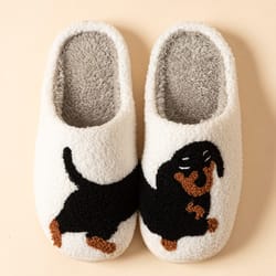 cartoon dachshund dog slippers for women cozy, warm, and lightweight indoor winter slippers